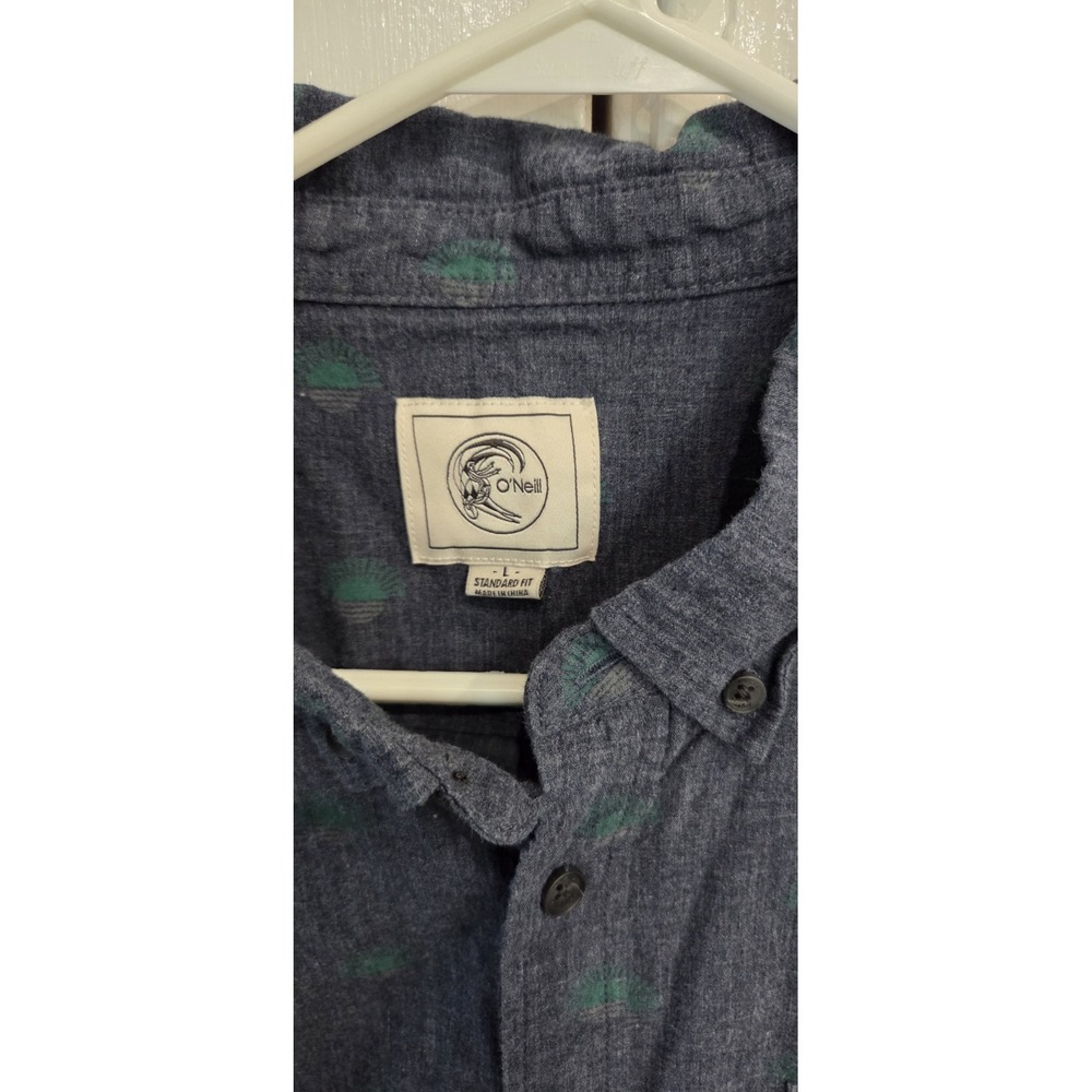 O'Neill Mens Blue Geometric Short Sleeve Button Down Shirt Large SP1104113